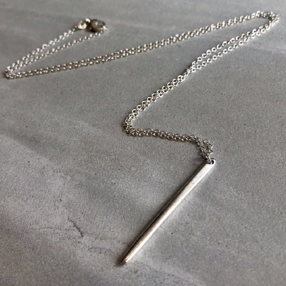 NWT Sterling Silver Spike Minimal Necklace 22" Chn - Picture 4 of 6